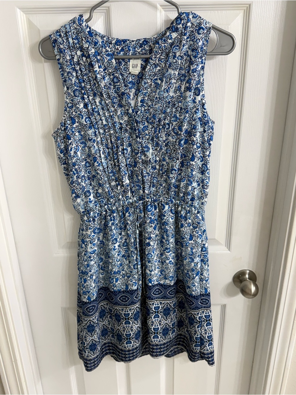 GAP Blue and White Floral Sleeveless Mini Dress
